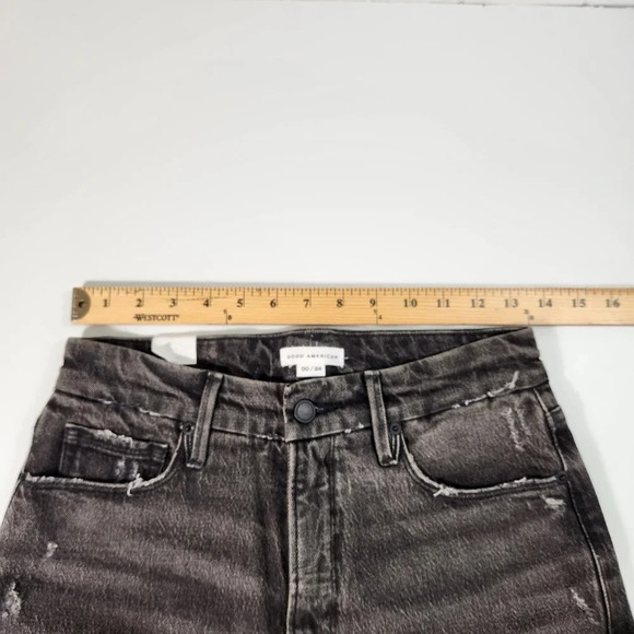 Good American Good Girlfriend High Rise Black Wash Loose in the Leg NWT Jeans 00 - Picture 13 of 15